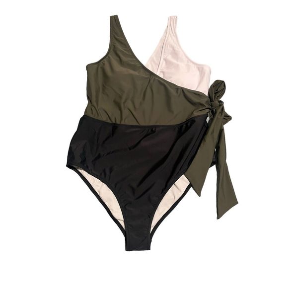 Cupshe Other - Cupshe Swim Suit Women’s XL One Piece Green White Bow Padded Cups Beach Summer
